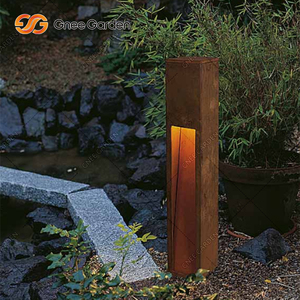 Rusty Corten Steel Outdoor Bollard Light