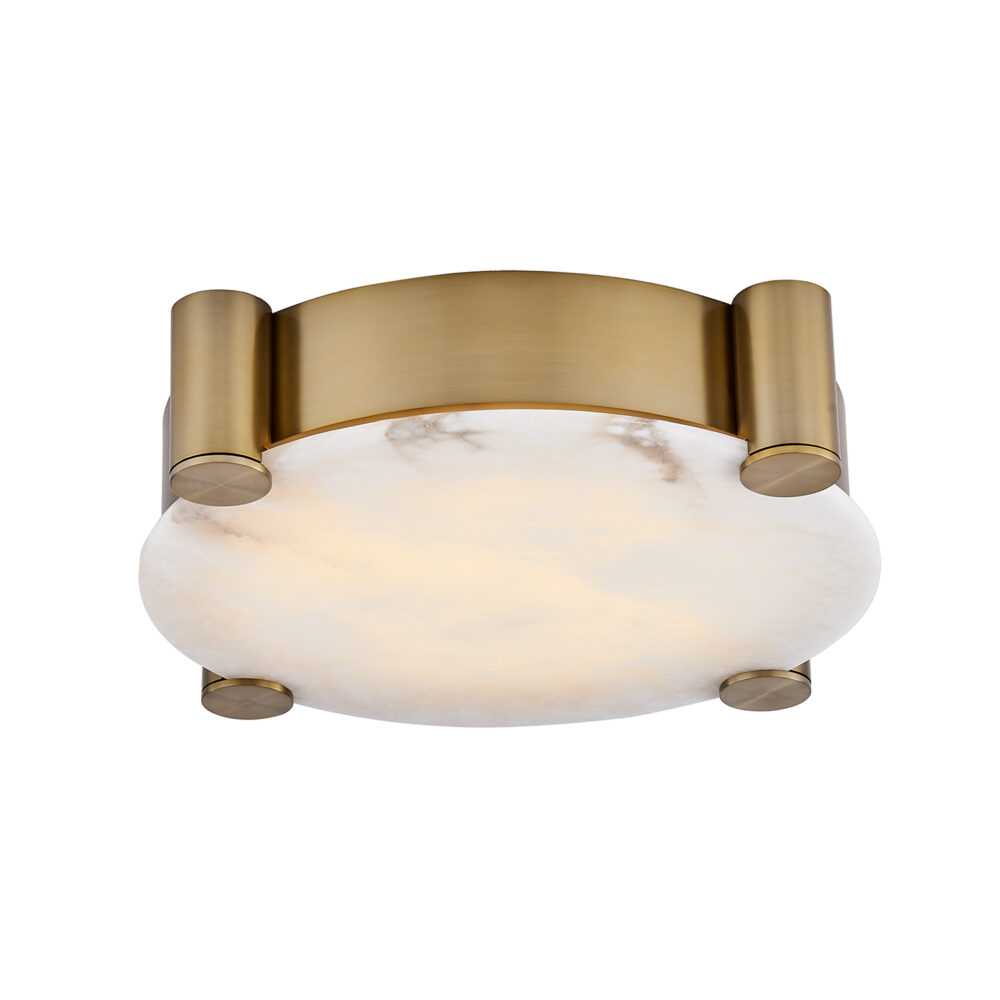 Luxury Flush Mount Ceiling Light in hand-applied Winter Brass finish