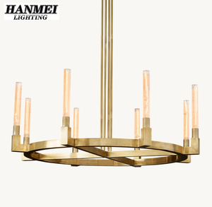 Modern Industrial Adjustable Height Pendant Circular Chandelier
