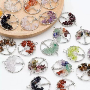 Wholesale Polished Natural Amethyst Clear Quartz Crystal Gravel Stone 3.5cm Tree of Life Pendant Light Decorative Fixture