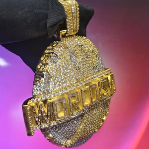Iced Out World Is Yours Globe Pendant Gold and Silver Tone