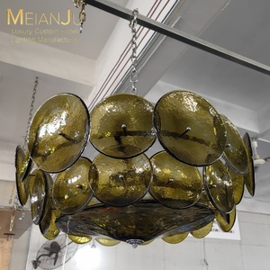 Premium Customizable Chandelier Forest Green Ripple Textured Glass