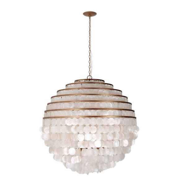 Sphere 36-inch Outdoor Chandelier in Pearlized Antique Brass