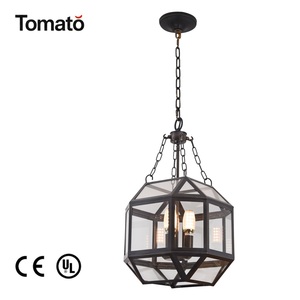 Vintage Industrial Copper Glass LED Pendant Light Geometric Cage Chandelier