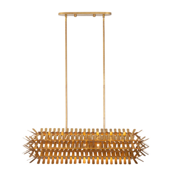 Spur 48-in 7 Light Oxidized Gold Leaf Linear Pendant