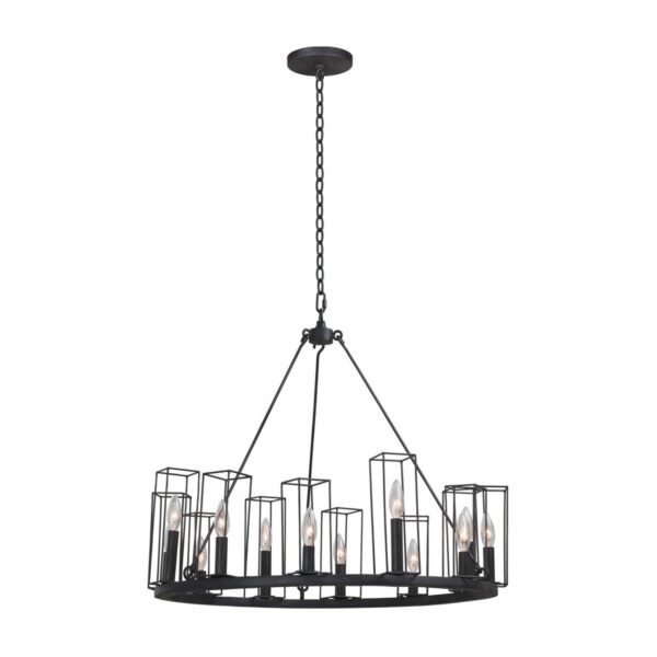 Allston 28-in 12 Light Black Iron Chandelier