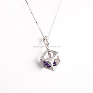 Brass Violet Cubic Zircon Love Heart Brass Charm Pendant
