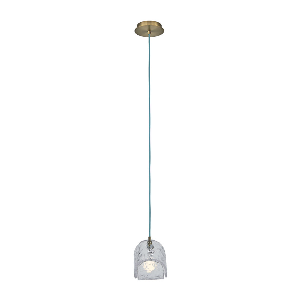 Kiriko linear pendant light with faceted clear glass element