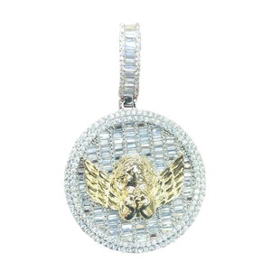 Luxury Brass Hip Hop Style Men's Pendant with Zircon Stones Gold Plated Charming Jewelry